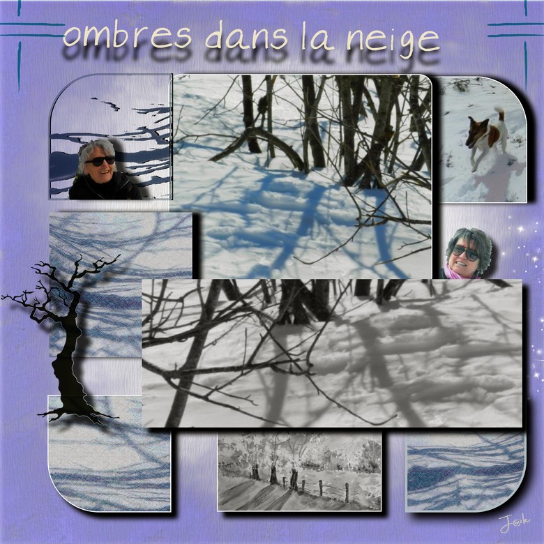 ombres dans la neige dans le Pilat