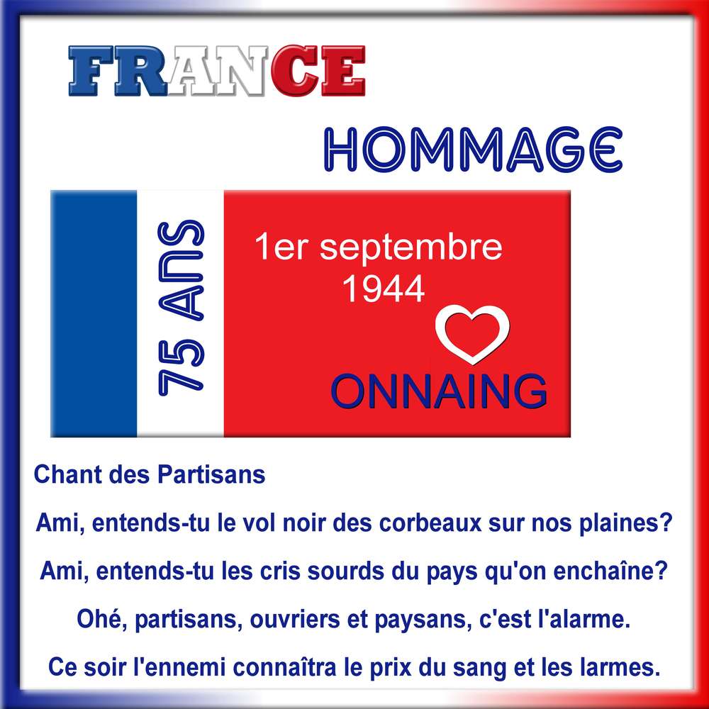 ONNAING LE 1ER SEPTEMBRE 1944 - HOMMAGE