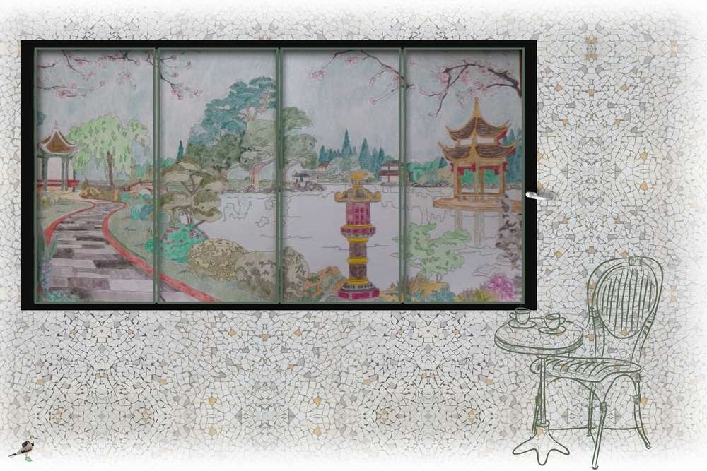 par la fenêtre......