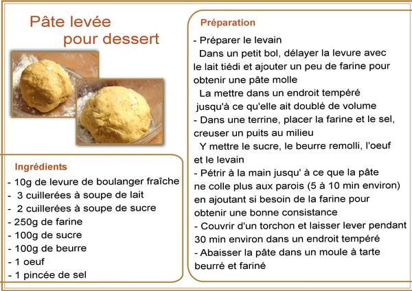 PATE LEVEE POUR DESSERT