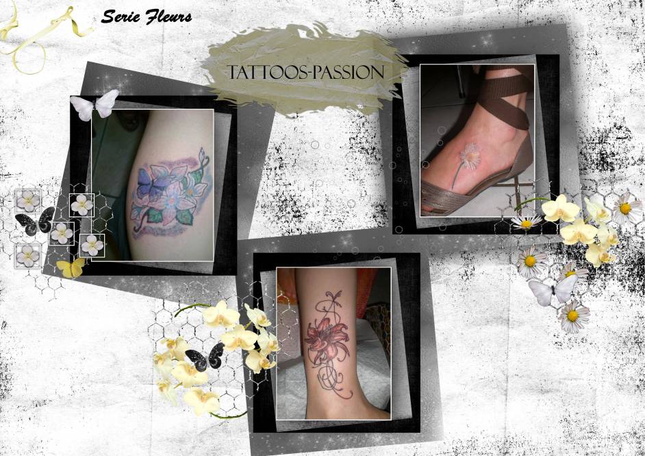 planche de tatouages fleurs