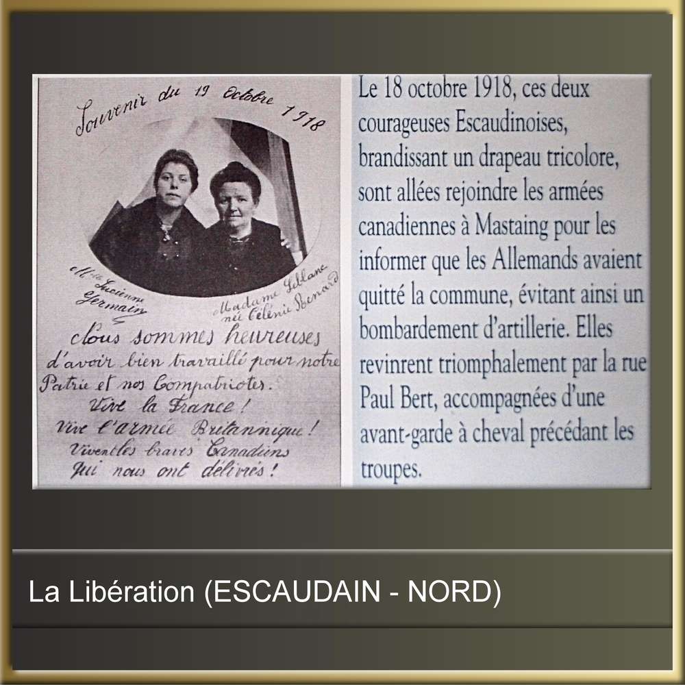 PREMIERE GUERRE MONDIALE - LA LIBERATION (ESCAUDAIN - NORD) - (1)