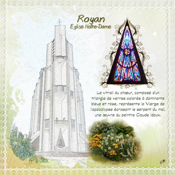 Royan, Eglise Notre-Dame et le vitrail de son choeur