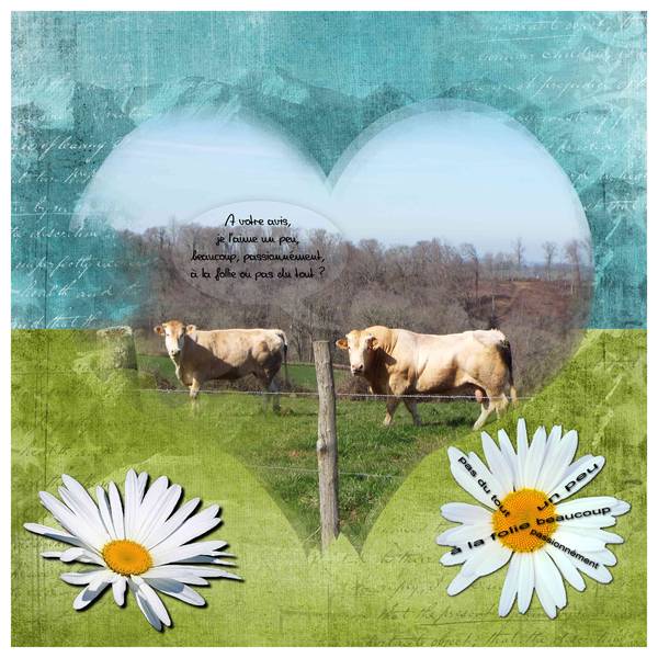 Scrapathon 2015 02 défi vache et marguerite