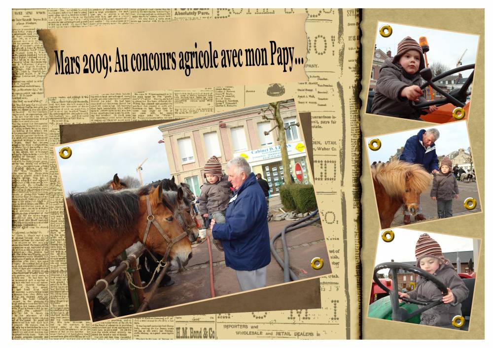 Thibaut au concours agricole avec Papy Dédé