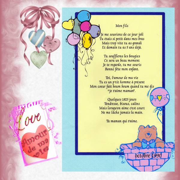 un poeme de maman pour mes 5ans